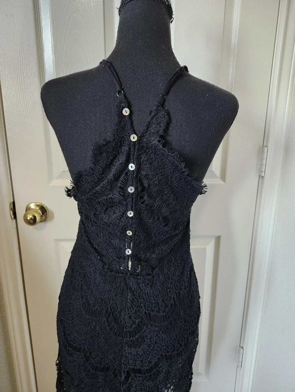 Free People Black Lace Midi Dress M